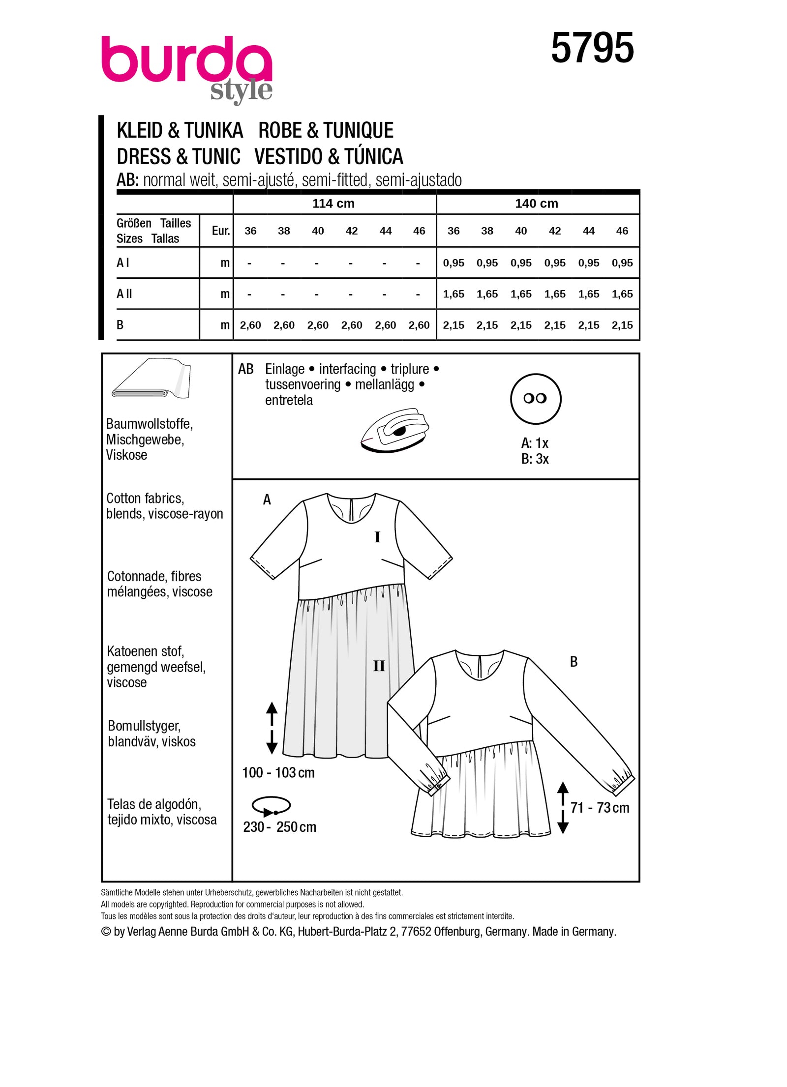 Patron De Couture Burda - Jupe Et Tunique Chic - Tailles 38 à 52 - Neuf