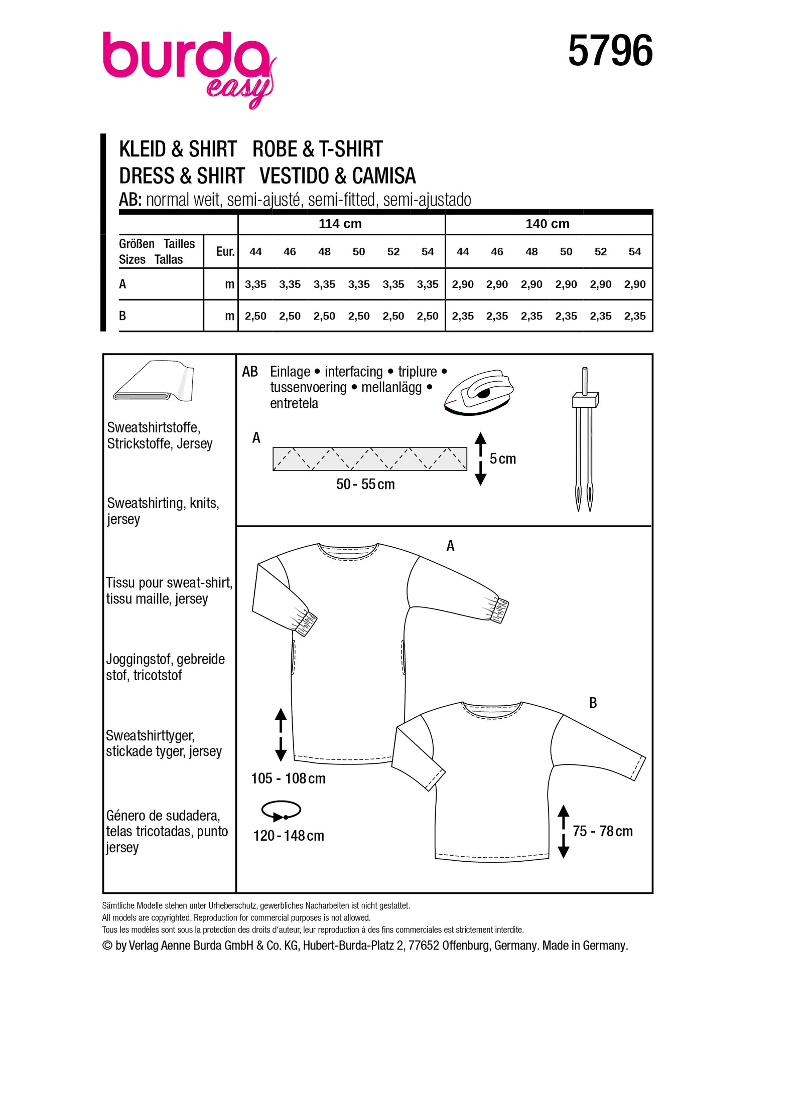 Patron Burda Style 6449 Robe Taille 44/54 - Tissus Des Ursules
