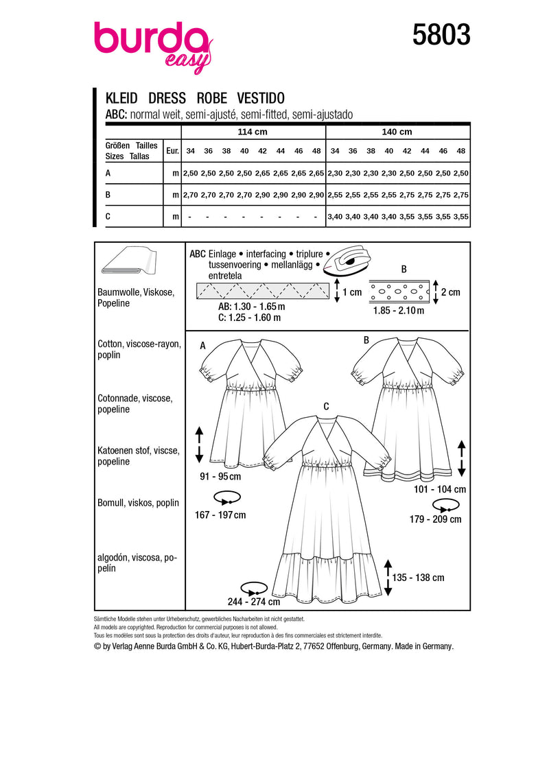 Burda Robe Pattern Patron Burda n°5803 : Robe – Les Coupons de Saint-Pierre