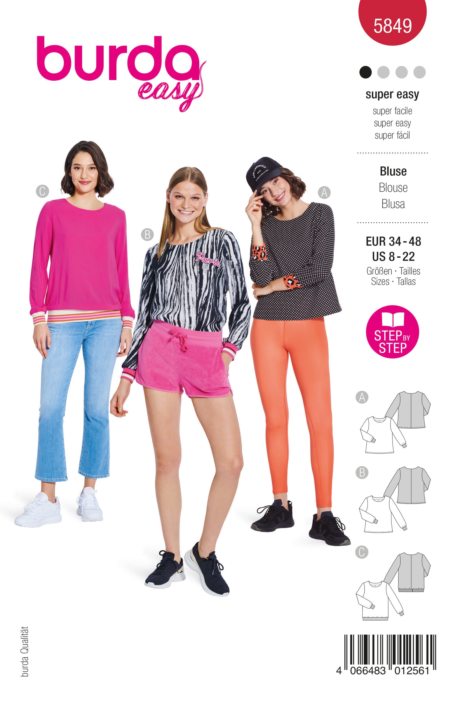 6460 PATRON BURDA CREATIONS BLOUSE TUNIQUE 36 AU 46