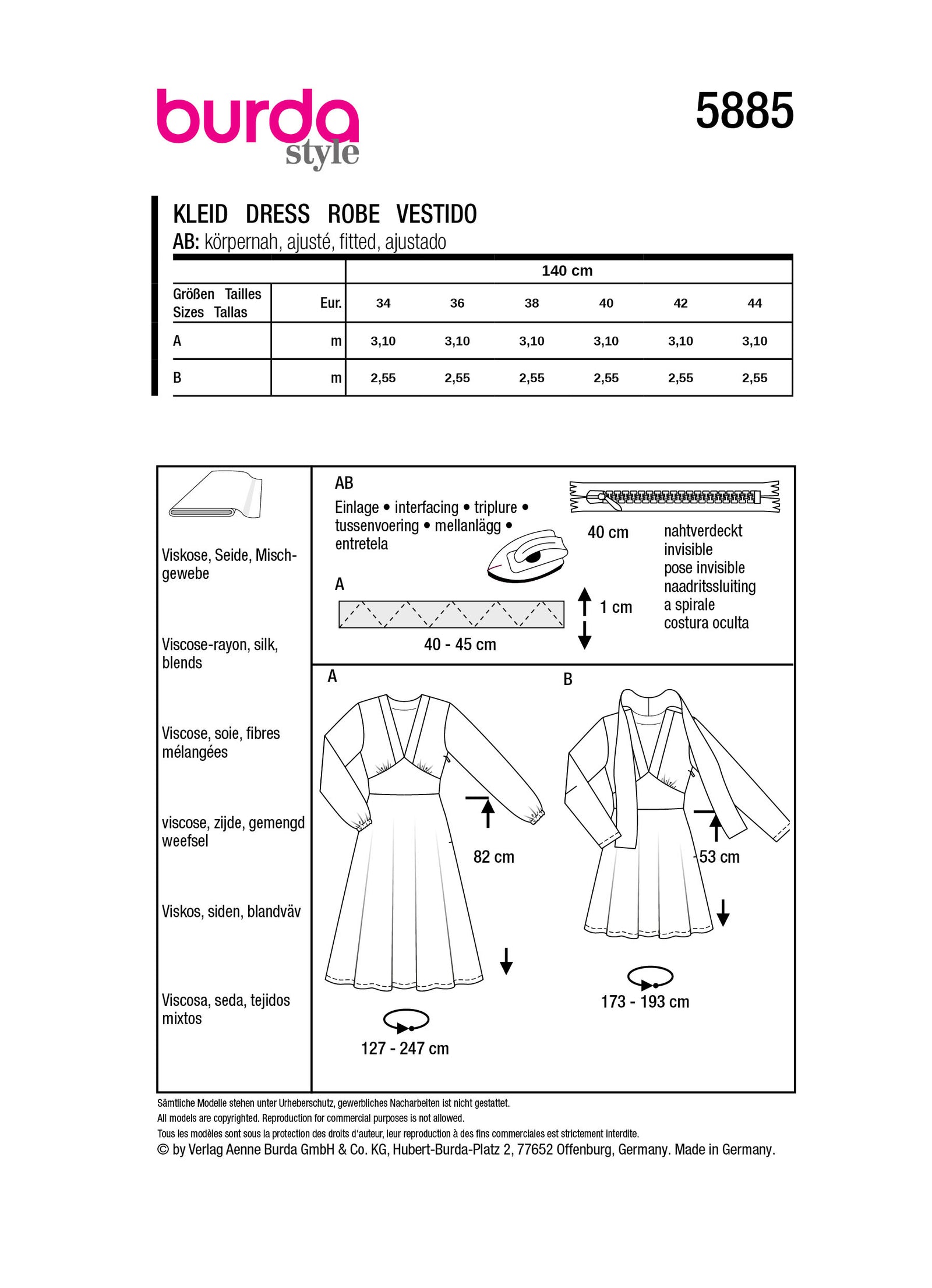 Burda 5851 – Cartamodello Abito Con Cappuccio Oversize, Taglie Forti 34-48 - 2