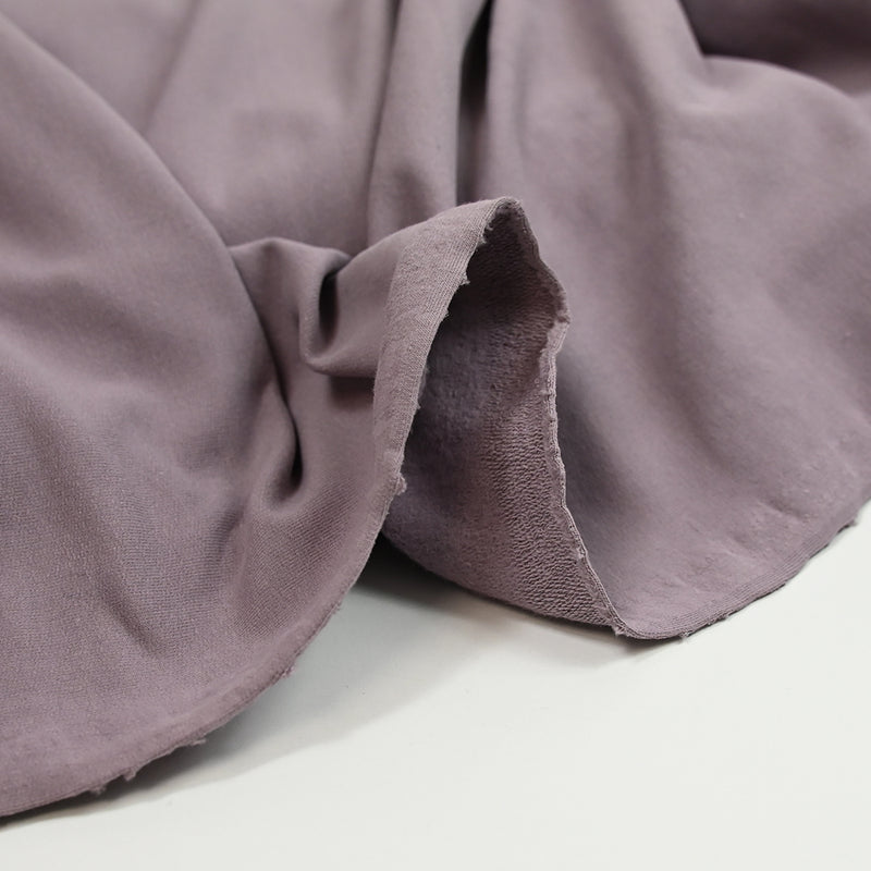 Molleton de coton french terry doux mauve antique