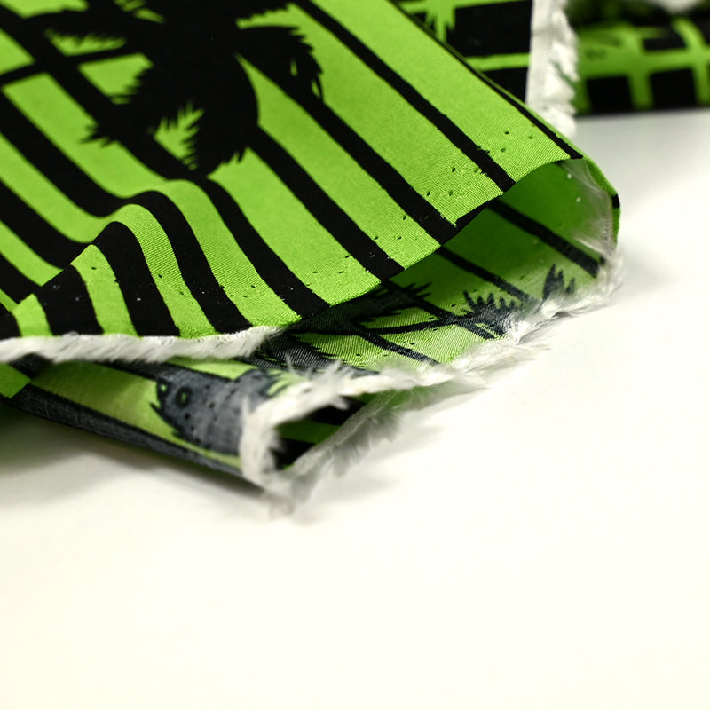 Viscose imprimée palmiers et rayures vert et noir