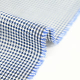 Jacquard laine et viscose pied de poule blanc et bleu roi