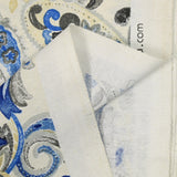 Polycoton imprimé cachemire bleu, beige et gris