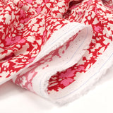Crêpe viscose imprimé fleuri abstrait rouge et rose