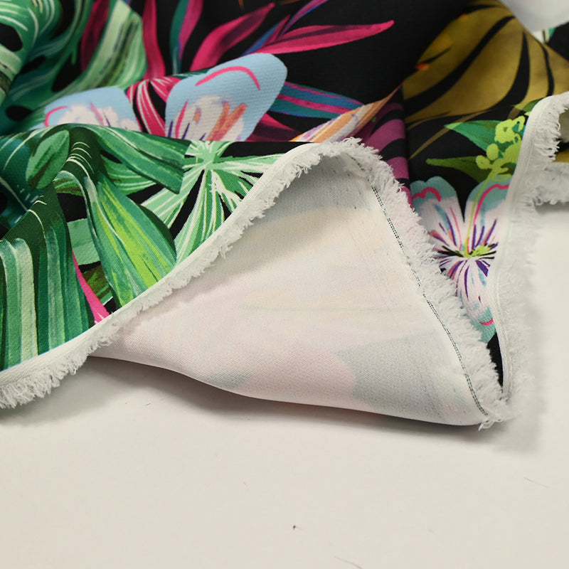 Crêpe lourd imprimé Tropico noir