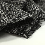 Tweed polyester noir et blanc effet chiné