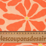 Fondo mandarina flower power estampado doble gasa