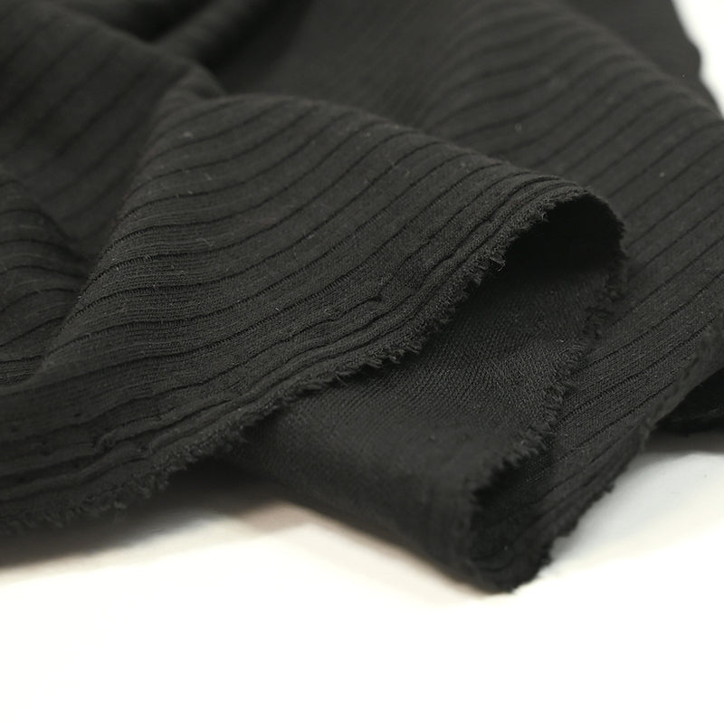 Jersey de polyester côtelé noir