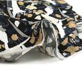 Lin viscose imprimé art graphique fond noir