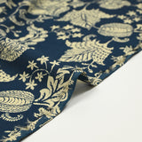Coton indien imprimé Mumbai beige fond bleu