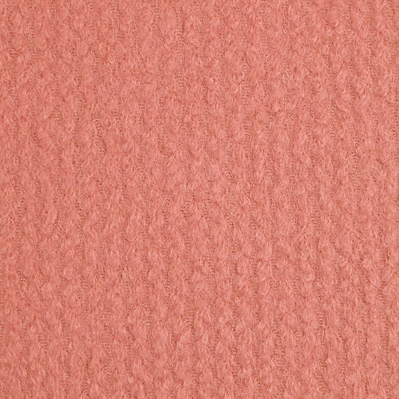 Laine mélangée bouclette rayée ton sur ton rose corail