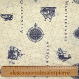 Polycoton Print Maritime Back Background Beige