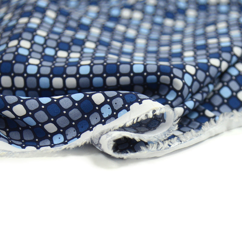 Viscose imprimée carré arrondi bleu fond marine