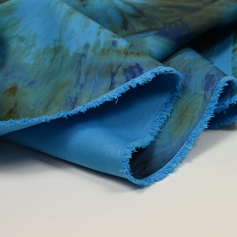 Pesado Psychedélico Impresión Crêpe azul