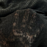 Maille de polyester rayures lurex fond noir