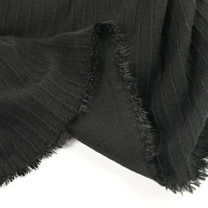 Jersey côtelé 7mm polyester noir