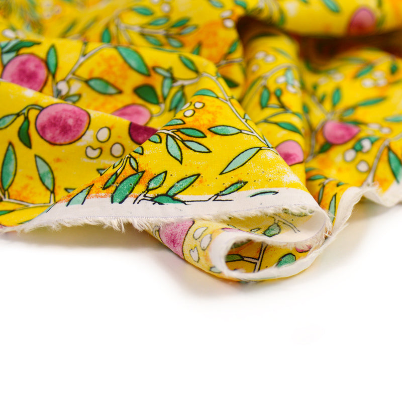 Viscose imprimée olivier fond moutarde