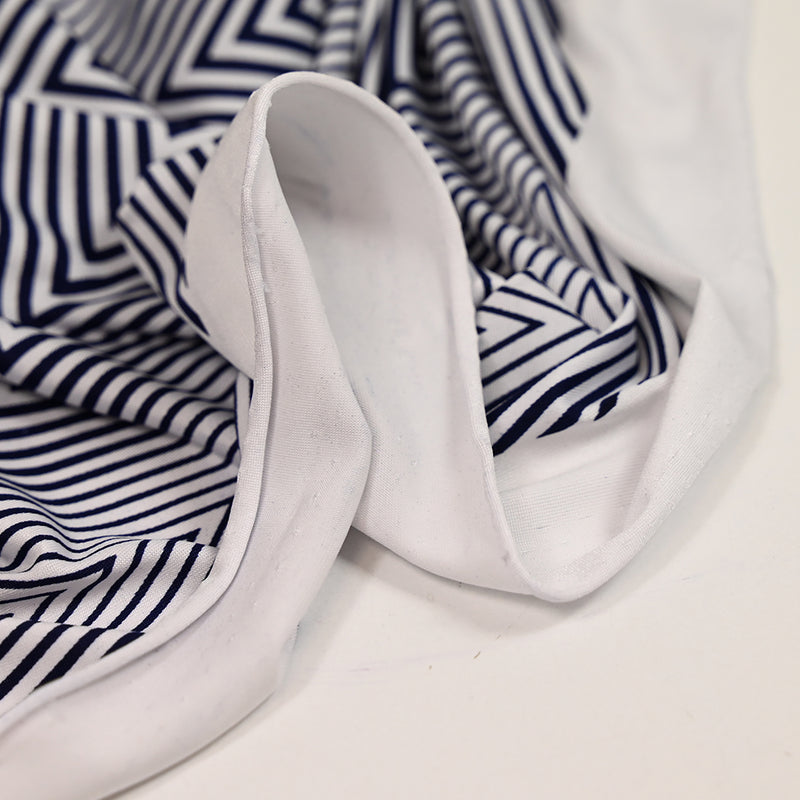Jersey polyester optique marine et blanc