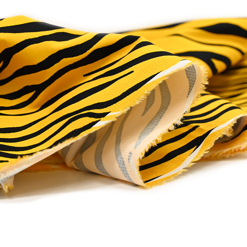 Cotton satin Elastane printed tigers mustard background