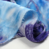 Crêpe fin Imprimé Tie & Dye Bleu Violet