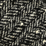 Laine mélangée chevrons noir et écru effet tweed