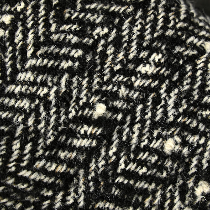 Laine mélangée chevrons noir et écru effet tweed