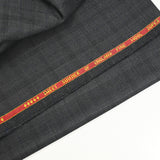 Tissu tailleur 100% laine prince-de-galles noir, bleu fond gris foncé