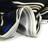 Textured polyester jersey Blue stripes black background