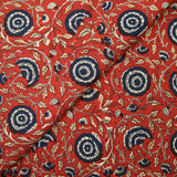 Coton indien imprimé Vadodara bleu marine fond rouge tomette