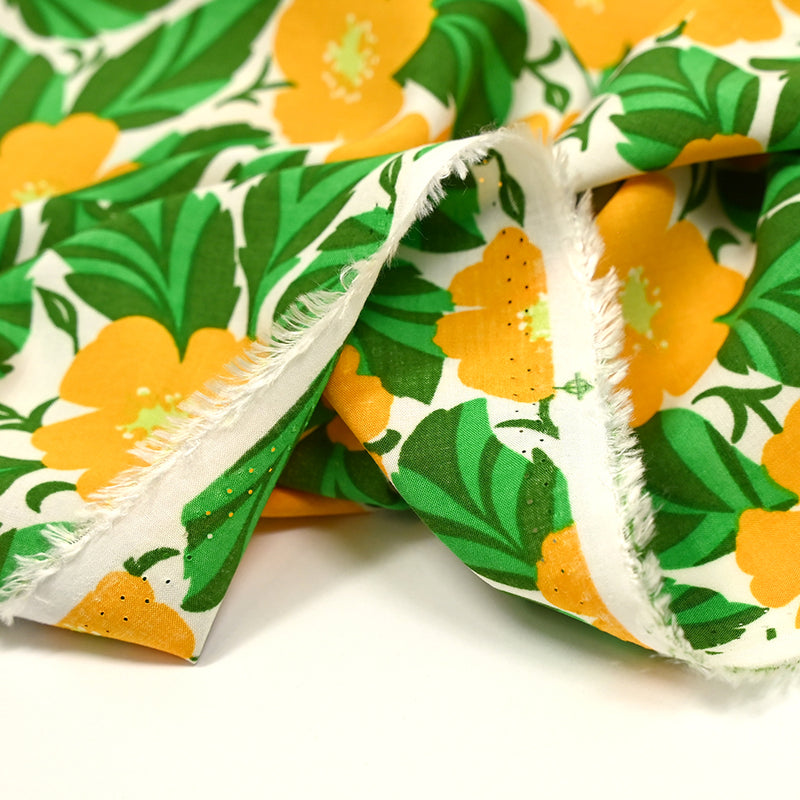 Viscose imprimée en apparence jaune et vert