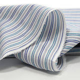 Coton chemise rayé canard et bleu fond blanc