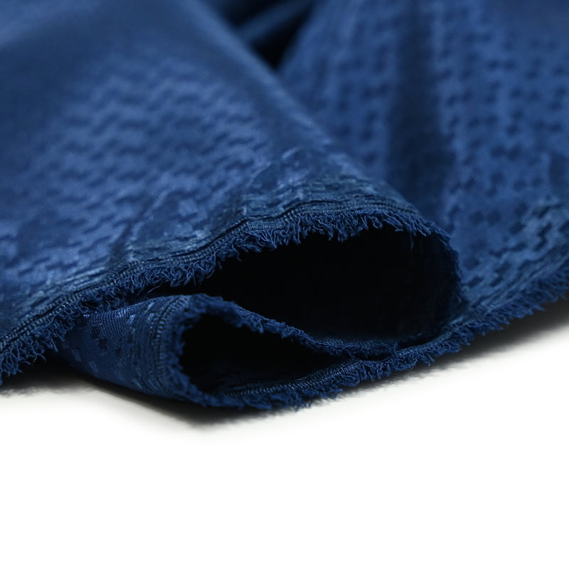 Satin jacquard de polyester Zoé fond bleu marine
