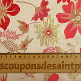 Brocart lamé éclat de fleurs doré et rouge coquelicot
