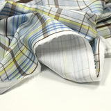 Blue, yellow and brown print cotton