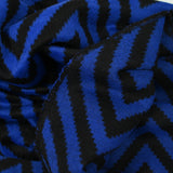 Mixed wool scraped royal and black blue chevrons