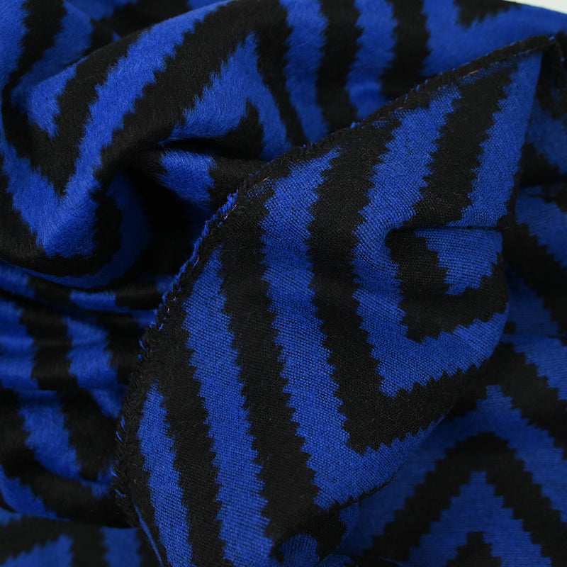 Mixed wool scraped royal and black blue chevrons