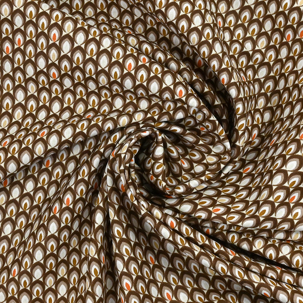 Coton imprimé goutte géométrique tons marron