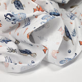 Coton imprimé poisson-clown fond blanc