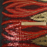 Tulle Sequin Royal feathers gold and red