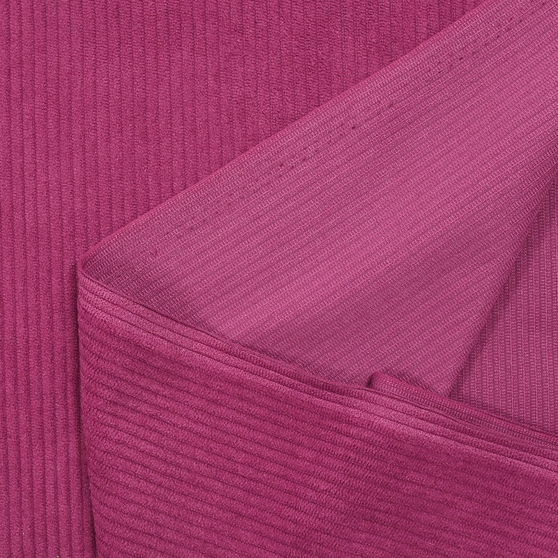 Magenta ribbed polyester velvet