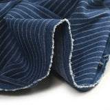 Jean’s coton extensible à rayures tissées fond bleu moyen
