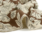 Lin viscose imprimé grosses fleurs marron