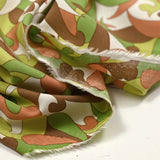 Printed viscose green whale and brown white background