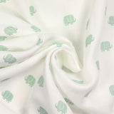 Simple printed gauze elephants Water green background white background