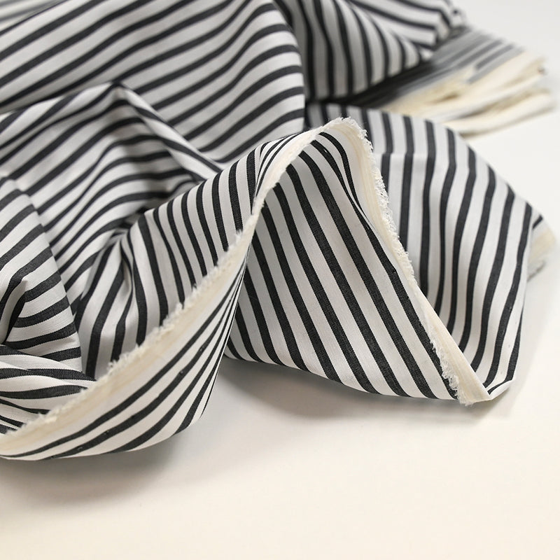 Coton chemise rayé noir et blanc