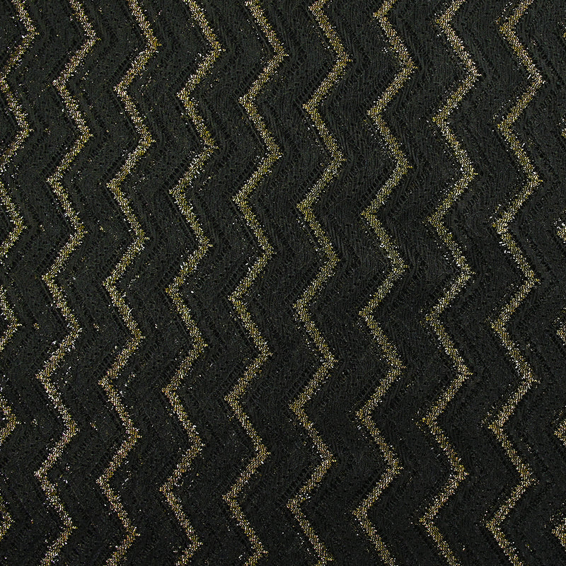 Polyester Lace Lurex Chevrons Fondo negro