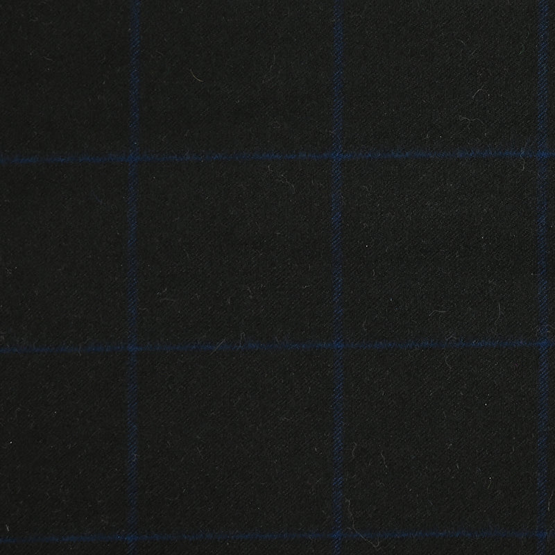 Tissu tailleur polyviscose carreaux marine fond noir