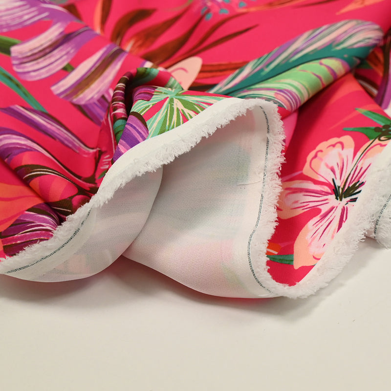 Crêpe lourd imprimé Tropico rose fuchsia